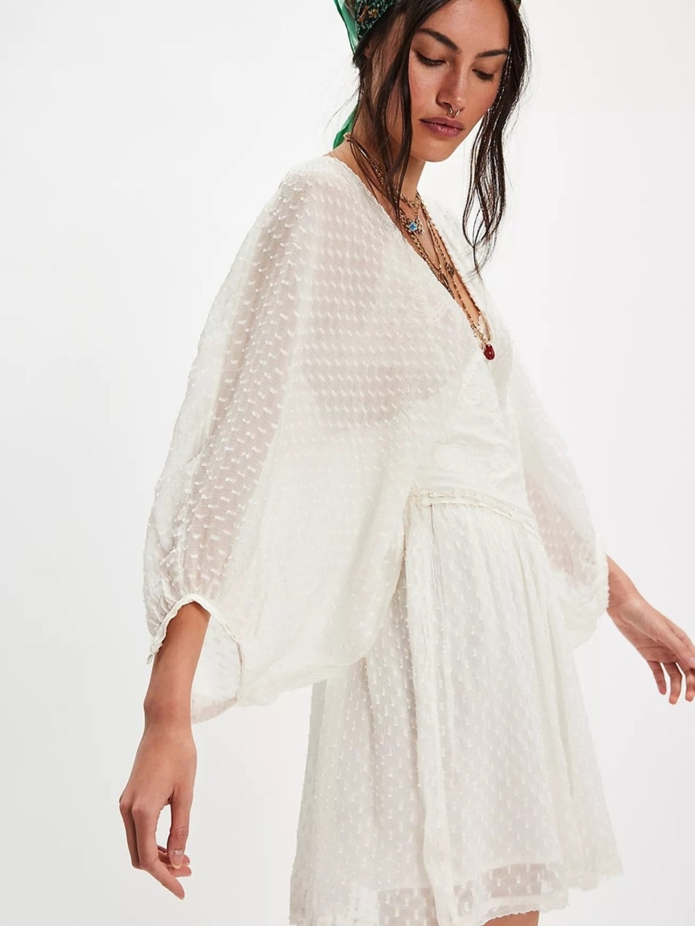Free People Sweet Dreams Mini Dress Size M Color Tofu- Boho - Picture 5 of 11